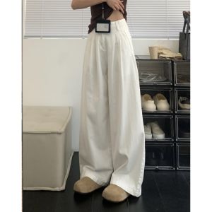 Quần Jeans Ống Rộng Cạp Cao Màu Trắng Cổ Điển Cho Nữ Quần Dài Đến Sàn Mùa Hè Quần Dài Thường Ngày Cho Người Cao 175 Cm