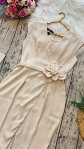 MyDu Shop | MS 2442 | Đầm dự tiệc ôm cổ V đính hoa eo tôn dáng thanh lịch