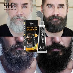 80ml ครีมย้อมผมสีดําเคราสีครีมสําหรับชายถาวรพืช Beard Dye แชมพู Fast COVER สีขาวสีเทา Beard Hair Care