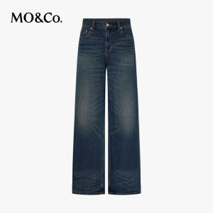 MO&Co. | Cord-Dyed Cat-Whisker Faded Straight Leg Wide Culottes Jeans