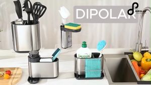Kệ Để Đồ Rửa Chén Đựng Đũa Thìa Inox 304 DIPOLAR Thép Không Gỉ Đa Năng 3 Trong 1 - DKDD01