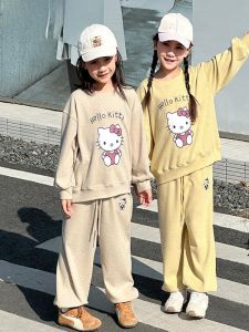 MPW | Girls Sports Outfit Cartoon Fashionable Two-Piece Set Spring Autumn Cotton Polyester Blend Comfortable Casual Wear For Kids