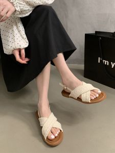 Flat Bottom Bohemian Sandals Womens Summer New Style Retro Ethnic Fairy Wave West Mexican Beach Outdoor Slippers Low Heel