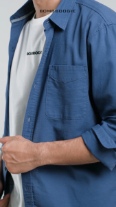 Bomboogie Kemeja Pria Regular Zama Blue 24952B5BL