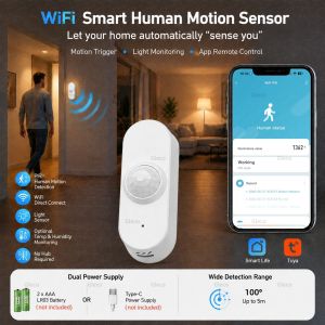 Tuya Wifi PIR Motion Sensor Smart Life Temperature Humidity Infrared Human Body Detector Illuminance Detection For Alexa Google