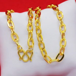 สร้อยคอทองลายโซ่ฝรั่ง น้ำหนักเทียบเท่า 1 บาท ความยาว 2024 นิ้ว ชุบทอง ใสส่ออกงานได้ ใส่อาบน้ำได้ รูปถ่ายจากสินค้าจริง พร้อมส่ง