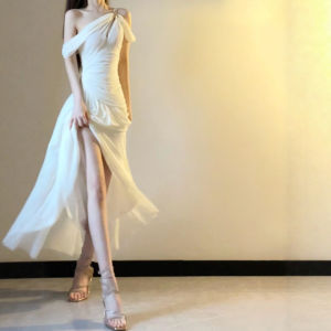 CHANGTONG | Đầm Dài Slimming Một Bờ Vai