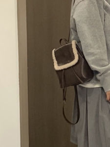 Retro Plush Shoulder Bag Womens Simple Style Korean Fashion Autumn Winter New Arrival Youth Casual Bucket Shape PU Leather