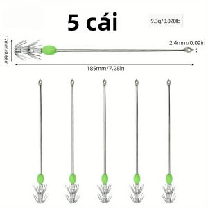 Bộ Móc Câu Mực Ackibbik 5 Chiếc Thép Không Gỉ 12/15/18cm Hai Lớp Móc Câu Tôm Móc Len Dùng Cho Câu Cá Biển Thuyền.