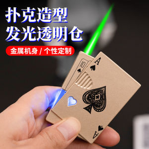 DD1 Jet Flame Lighter Creative Model Playing Card Metal Sliding On with LED Light  Refillable Gas