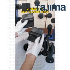 Nylon Black Self Closing Hinge Bathroom Restroom Toilet Partition Hinge Door Accessories (2 pieces)
