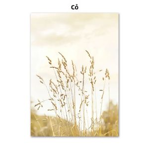 Tranh Canvas Hoa Cúc Vàng Hoa Hướng Dương Hoa Lan Bướm - Tranh Treo Tường Phong Cách Bắc Âu Màu Be Trang Trí Phòng Khách Tranh In Poster Phong Cách Hiện Đại