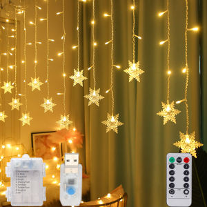 ไฟประดับรูปเกล็ดหิมะ LED 3M ไฟคริสต์มาสแบบสาย USB สำหรับตกแต่งหน้าต่างงานแต่งงานปีใหม่กลางแจ้ง