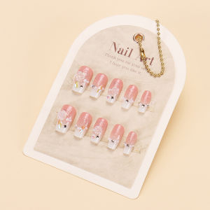 2024 Popular Wear a Short Student Party Fancy Niche Show White and Red Polka Dotted Strawberry Fake Nail Patch