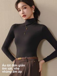 MiiOW | Áo thun dài tay cổ cao ôm vừa vặn cho nữ MiiOW phong cách ngọt ngào mùa đông 2024 Áo lót bên trong ngoài trời Áo thun dài tay