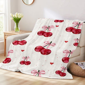 Beast Kingdom | Chăn Flannel Bow Cherry Hearts - Dùng Được Cả Mùa Đông Và Mùa Hè Thoải Mái Làm Vỏ Ghế Sofa Chất Liệu Polyester Mềm Mại Kiểu Dáng Hiện Đại Món Quà Lý Tưởng