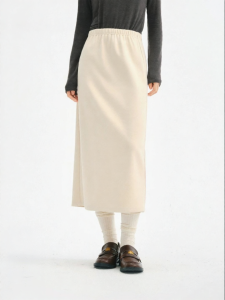 SEIFINI | Acetic Wool Straight Cut Retro Elegant Slit Slim Fit Versatile Skirt