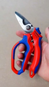 KNIPEX 95 05 20 SB Angled Electrician Shears - Stainless Steel Cable Scissors with Crimping Area for Wire Ferrules - Professional Multi-Function Snips