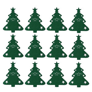 12pcs Christmas Tree Pattern Red Green Tableware Storage Bags Home Furnishing Happy Birthday Dinner Party Decoration Supplies