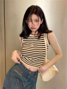 Elegant Spring 2026 New Fashionable Versatile Sleeveless Striped Knitted Camisole