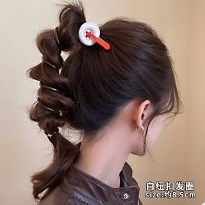ยางรัดผมแบบมีปุ่ม ยืดหยุ่นสูง สำหรับผู้หญิง เครื่องประดับผมสไตล์เกาหลี แฟชั่นฤดูใบไม้ร่วง 2024 ยางรัดผมแบบมีปุ่ม