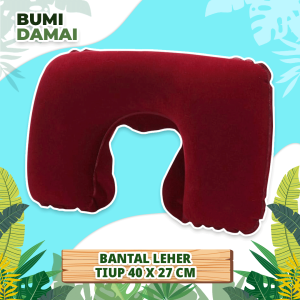 Bumi Damai Bantal Leher Angin Tiup Serat Viscose 40 x 27 CM Penahan Ganjalan Tidur Perjalanan Inflatable Portable Indoor Outdoor Travel Pillow Anti Pegal Empuk