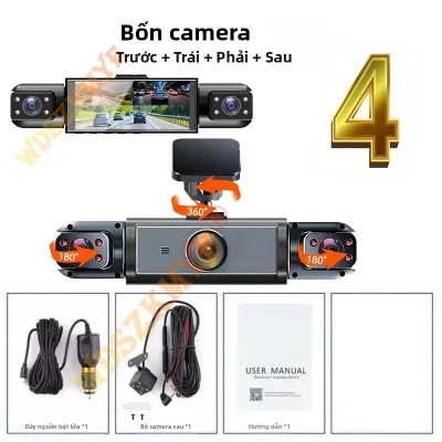 360 ° Camera Hành Trình Ô Tô 1080P Ghi Hình 3/4 Camera (trước Phải Sau) Tầm Nhìn Ban Đêm Giám Sát Đỗ Xe 24H Chức Năng WiFi