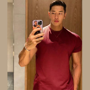New Trendy Sporty Mens T-Shirt Quick Dry Short Sleeve Slim Fit round Neck Breathable Base Layer Casual Muscle Fitness Wear