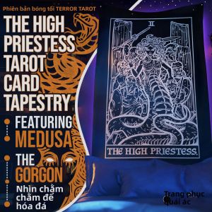 VIKAMA Tarot Card Nữ Tu Sĩ Tấm Thảm Đậm Gothic Nghệ Thuật Treo Tường Phòng Khách Thiền Bí Ẩn Chủ Đề Trang Trí Phòng Vải Polyester
