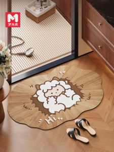 MENGSHANGDIAN | Vintage Cartoon Wooden-style Bathroom Doormat