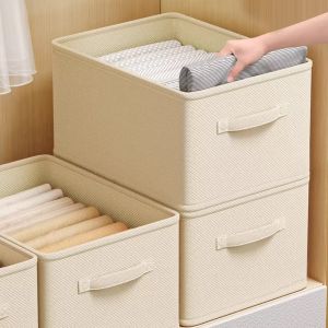 Large Capacity Clothing Storage Box Fabric Pants Organizer Drawer Home Use Wardrobe Storage Basket Foldable Japanese Style