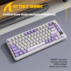 Attack Shark X85PRO Alloy Knob Mechanical Keyboard Smart Colour ScreenGASKET StructureFull-key Hot SwapRGB BacklightWin/Mac
