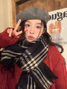 Xinhelp Retro Gingham Scarf Couple Shawl K-style Student All-Matching Thick Warm Plaid Knitting Scarf Female