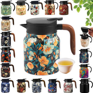 Vintage Floral Tea Thermos Stainless Steel Tea Kettle Drip-Proof Tea Pot With Tea Infuser Mini Thermo Coffee Pot Home Teaware