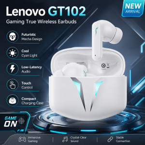 Lenovo | Lenovo GT102 Wireless E-sports Headset TWS Bluetooth 6.0 Earphones Music Gaming Earbuds 50ms Ultra-low Latency HD VoiceCalls NEW