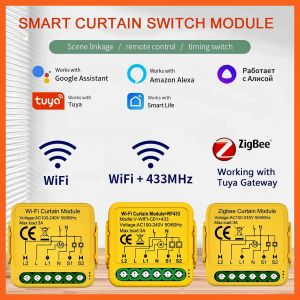 Smart WiFi RF433 Curtain Switch Module Roller Shutter Blind Motor DIY Relay Tuya Smart Life APP Remote Control for Alexa Google