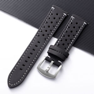 18mm 19mm 20mm 21mm 22mm 24mm Quick Release Breathable Porous Watch Band Handmade Cowhide Leather Strap Vintage Brown Wristband