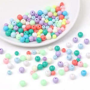 200/500Pcs 6mm 8mm Solid Color Acrylic Round Beads Macaron Mixed Colorful Beads for Necklace Bracelet DIY Jewelry Making Beads