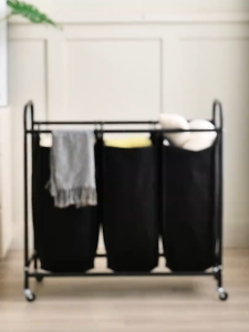 Dazioter 3 Grids Waterproof Dirty Clothes Storage Basket Large Laundry Hamper Laundry Basket Organizer