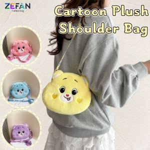 ZEFAN ใหม่กระเป๋าสำหรับผู้หญิงกระเป๋าการ์ตูนน่ารักอเนกประสงค์กระเป๋าสะพายข้างตุ๊กตาหมีเท็ดดี้แบร์ตกแต่งน่ารักกระเป๋าสะพายไหล่เดินทางกระเป๋ากำมะหยี่