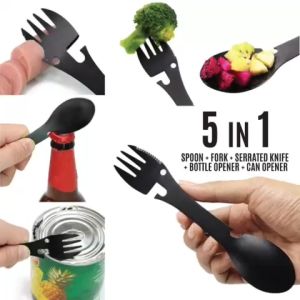 Dao muỗng nĩa dã ngoại 5 chức năng dụng cụ ăn uống đa chức năng