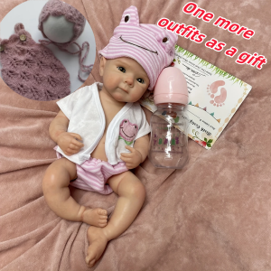 13Inch Bettie Silicone Reborn Doll With Open Mouth & 2 Sets Clothes Handmade Painted Skin Waterproof Reborn Girl Doll