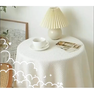 ผ้าปูโต๊ะ ผ้าทอ สีขาว ผ้าคลุมเฟอร์นิเจอร์ สไตล์นอร์ดิก Table Cover