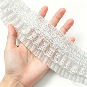 (1 Yard/roll) 7.5cm Wide Dual Tone Elastic Pleated Lace Clothing Making Diy High-End Feel