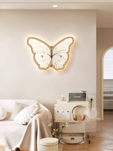 2025 New Style Decorative Clock Painting Butterfly Design Living Room Restaurant Hanging Clock Modern Simplicity Creamy Style
