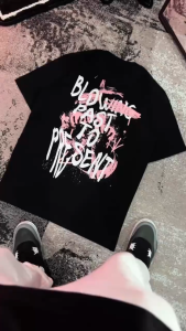 David Statue American Street Black T-shirt Men and Women Cotton Shirt 220GMS