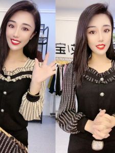 เสื้อยืดคอกว้างแขนยาวทรงหลวมสไตล์ฤดูใบไม้ผลิและฤดูใบไม้ร่วง 2025 แฟชั่นอเนกประสงค์ ดีไซน์เสื้อเชิ้ตสีพื้น