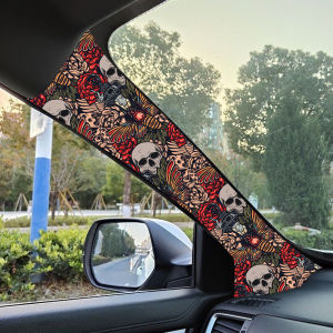 Car Interior Ceiling Modification Decals Creative Self-Adhesive Cloth for Car ABC Pillars with Floral and Skull Style Patterns