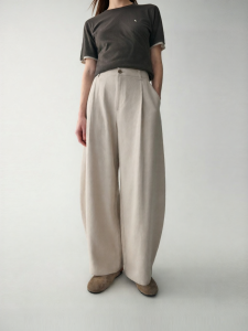 INSIS FEMME | Natural Linen Cotton Blend Flared Trouser