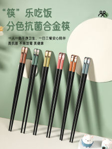 Antibacterial High Temperature Resistant Alloy Chopsticks Cartoon Pattern Home Use Dinnerware Set One Person One Pair